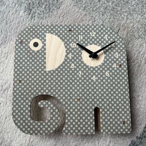 Modern Moose polka dot gray elephant clock
